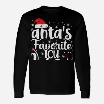 Santa's Favorite Icu Nurse Merry Christmas Cute Nurse Gifts Sweatshirt Unisex Long Sleeve | Crazezy