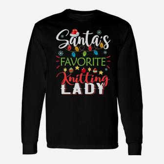 Santa's Favorite Knitting Lady Long Sleeve T-Shirt - Monsterry
