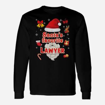 Santa's Favorite Lawyer Christmas Cute Santa Face Sweater Unisex Long Sleeve | Crazezy