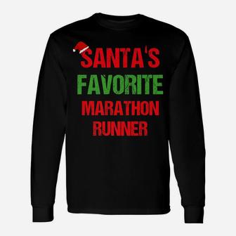 Santas Favorite Marathon Runner Funny Christmas Shirt Unisex Long Sleeve | Crazezy AU