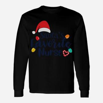 Santa's Favorite Nurse Medical Christmas Nursing Ugly Xmas Sweatshirt Unisex Long Sleeve | Crazezy