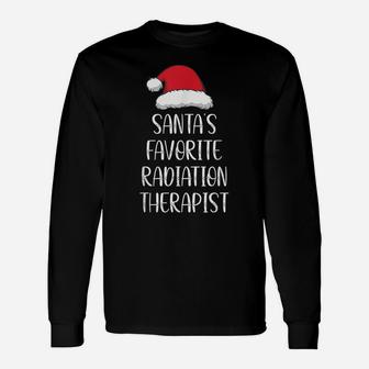Santa's Favorite Radiation Therapist Pajama Funny Christmas Unisex Long Sleeve | Crazezy