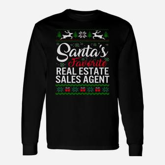 Santas Favorite Real Estate Sales Agent Christmas Ugly Famil Sweatshirt Unisex Long Sleeve | Crazezy DE