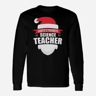 Santa's Favorite Science Teacher Funny Christmas Long Sleeve Unisex Long Sleeve | Crazezy UK