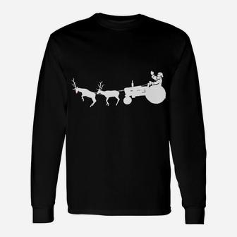Santa's Sleigh Christmas Tractor Farmer Gift Farm Reindeer Unisex Long Sleeve | Crazezy CA