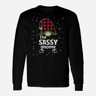 Sassy Gnome Buffalo Plaid Matching Christmas Gift Pajama Sweatshirt Unisex Long Sleeve | Crazezy UK