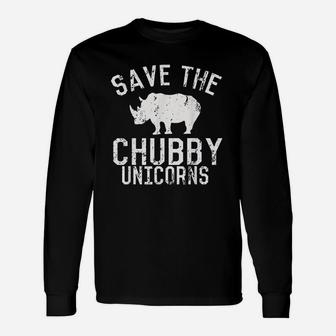 Save The Chubby Unicorns Fat Rhino Vintage Unisex Long Sleeve | Crazezy DE