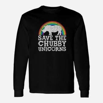 Save The Chubby Unicorns Gift Rhino Conservation Rainbow Unisex Long Sleeve | Crazezy UK