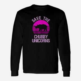 Save The Chubby Unicorns Retro Style Rhino Gift Unisex Long Sleeve | Crazezy UK