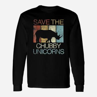 Save The Chubby Unicorns Retro Vintage Colors Unisex Long Sleeve | Crazezy UK
