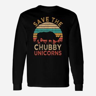 Save The Chubby Unicorns Vintage Funny Rhino Animal Rights Unisex Long Sleeve | Crazezy UK
