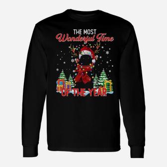 Schipperke Santa The Most Wonderful Time Of The Year Long Sleeve T-Shirt - Monsterry