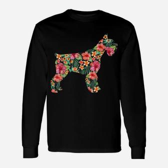 Schnauzer Flower Funny Dog Silhouette Floral Gifts Women Unisex Long Sleeve | Crazezy UK