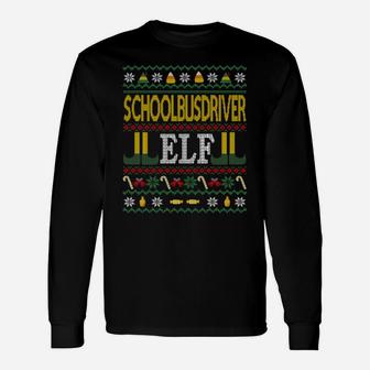 School Bus Driver Elf Funny Ugly Christmas Sweater Gift Sweatshirt Unisex Long Sleeve | Crazezy
