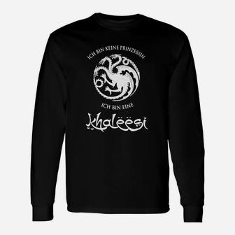 Schwarzes Damen-Langarmshirts mit Drachenmotiv, Khaleesi Spruch - Seseable