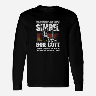 Schwarzes Herren-Langarmshirts Ehre & Gott, Slogan mit Grafik - Seseable