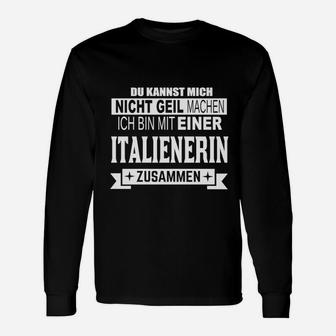 Schwarzes Herren-Langarmshirts Zusammen mit einer Italienerin, Lustiges Spruch-Design - Seseable