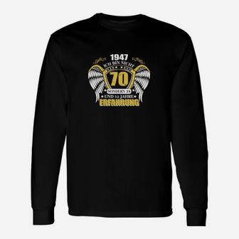 Schwarzes Langarmshirts 70. Geburtstag, 1947 Vintage Design, 70 Jahre Erfahrung - Seseable