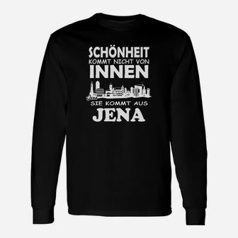 Schwarzes Langarmshirts Schönheit aus Jena, Witziges Design - Seseable