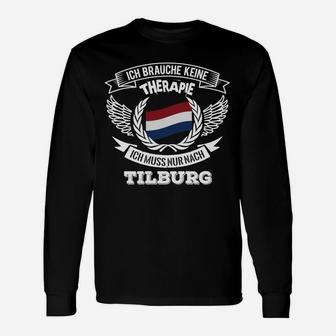 Schwarzes Langarmshirts Therapie? Nur Tilburg! mit Flügel-Design, Lustiges Motiv - Seseable