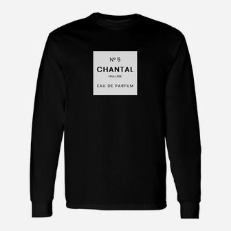 Schwarzes Unisex Langarmshirts mit Chantal Nº 5 Parfum-Design, Stilvolles Mode-Statement - Seseable