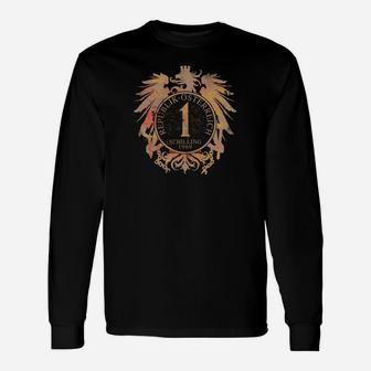 Schwarzes Vintage Wappen Langarmshirts mit Löwenmotiv, Retro Design Tee - Seseable