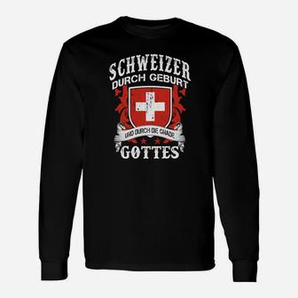 Schweizer Löwe Langarmshirts: Patriotisches Schweizer Kreuz & Spruch - Seseable