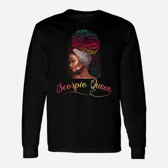 Scorpio Queen Afro Women November October Melanin Birthday Unisex Long Sleeve | Crazezy