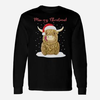 Scottish Highland Cow Merry Christmas Snow Sweatshirt Unisex Long Sleeve | Crazezy