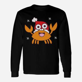 Sea Crab Christmas Crab With Santa Hat Crab Christmas Unisex Long Sleeve | Crazezy