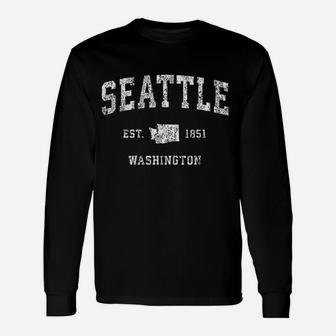 Seattle Washington Wa Vintage Athletic Sports Design Unisex Long Sleeve | Crazezy AU