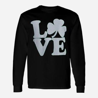 Shamrock Love St Pats Paddy Patrick Pattys Green Heart Cute Long Sleeve T-Shirt - Thegiftio UK
