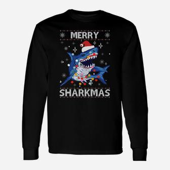 Sharkmas Funny Shark Ugly Christmas Sweaters Sweatshirt Unisex Long Sleeve | Crazezy DE