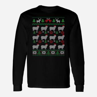 Sheep Wearing Santa Claus Hat Funny Farmer Ugly Christmas Sweatshirt Unisex Long Sleeve | Crazezy UK