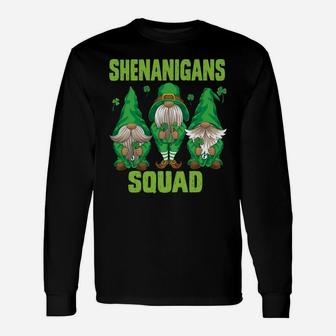 Shenanigans Squad Three Lucky Gnome Shamrock St Patrick Day Sweatshirt Unisex Long Sleeve | Crazezy