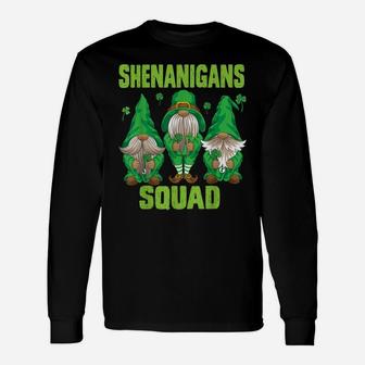Shenanigans Squad Three Lucky Gnome Shamrock St Patrick Day Unisex Long Sleeve | Crazezy