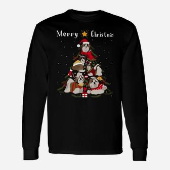 Shih Tzu Christmas Tree Xmas Dog Lover Sweatshirt Unisex Long Sleeve | Crazezy