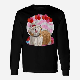 Shih Tzu Heart Valentine Day Dog Long Sleeve T-Shirt - Monsterry