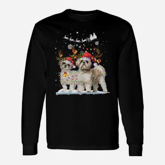 Shih Tzu Reindeer Xmas Light Christmas Ornaments Xmas Dog Sweatshirt Unisex Long Sleeve | Crazezy DE