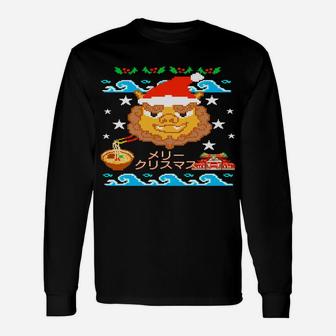 Shisa Dogs Ugly Christmas Sweater Okinawa Japan Party Gift Unisex Long Sleeve | Crazezy AU