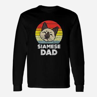 Siamese Cat Dad Sunset Retro Pet Lover Owner Daddy Men Unisex Long Sleeve | Crazezy