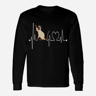 Siamese Cat Heartbeat Ekg Funny Cat & Kitten Lovers Gift Unisex Long Sleeve | Crazezy CA