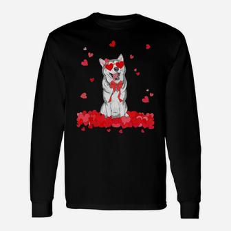 Siberian Husky Dog Valentines Day Long Sleeve T-Shirt - Monsterry DE
