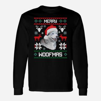 Siberian Husky Merry Woofmas Gift For Christmas Clothes Xmas Sweatshirt Unisex Long Sleeve | Crazezy DE