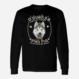 Siberian Husky Shamrock Irish Pub Patricks T-shirt Long Sleeve T-Shirt - Thegiftio UK