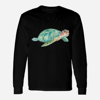 Skip A Straw Save A Turtle Watercolor Cute Sea Turtle Gift Unisex Long Sleeve | Crazezy CA