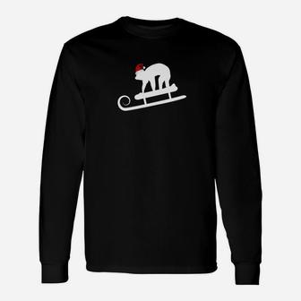 Sledding Sloth With Santa Hat Christmas Holiday Long Sleeve T-Shirt - Thegiftio