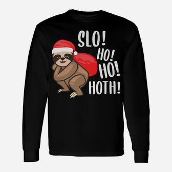 Slo Ho Ho Hoth Sloth Funny Santa Hat Outfit Christmas Gift Unisex Long Sleeve | Crazezy