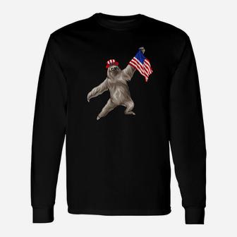 Sloth Uncle Sam 4th Of July America Long Sleeve T-Shirt - Thegiftio UK