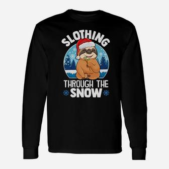 Slothing Through The Snow Long Sleeve T-Shirt - Monsterry